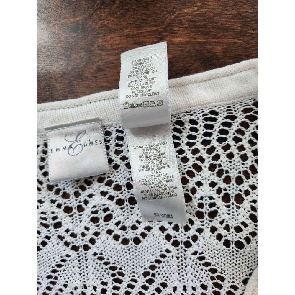 Emma James Vintage Cottagecore Open Knit Button-Front Cardiaan -‎ lvory XL - Picture 4 of 6